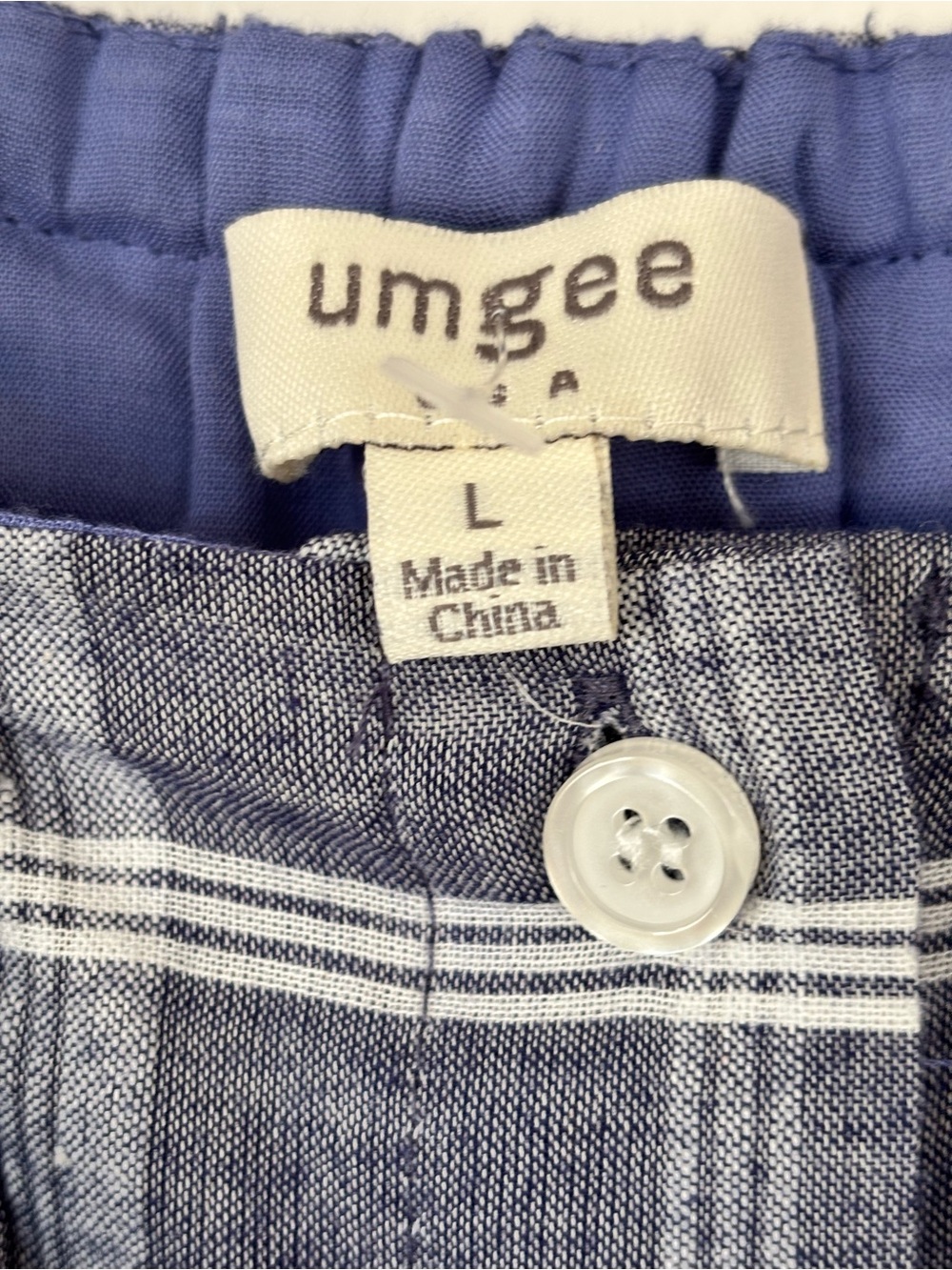 Umgee Size Large Blue White Plaid Off Shoulder Ruffle Button Front Pocket Dress - Picture 4 of 8